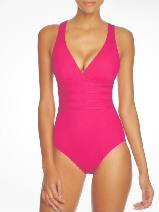 La Blanca Other - La Blanca Island Goddess Hot Pink Tummy Control One Piece Swimsuit sz 4